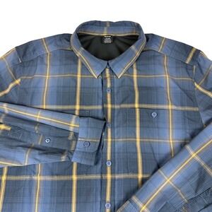 REI Co-op Mens XL Blue Plaid Long Sleeve Button Down Hiking Shirt Ripstop Vented